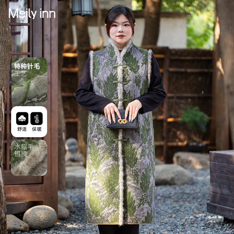 美丽客栈金枝欲孽外搭保暖坎肩女冬大码胖MM新中式水新中式mm马甲