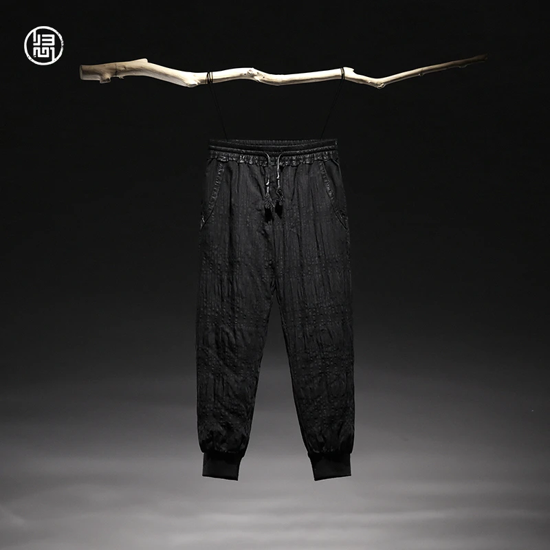 归心男装 冬季男士羽绒裤 95%白鸭绒 宽松运动裤 男款小脚羽绒裤