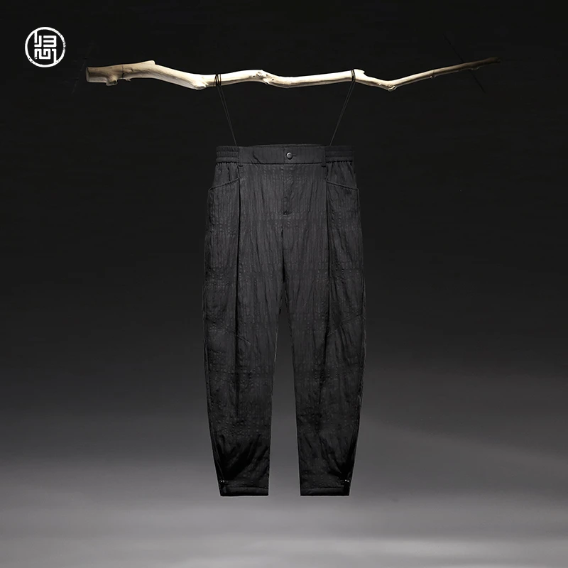 归心男装 冬季男士 棉混纺 95%白鹅绒 树皮褶皱 休闲百搭 羽绒裤