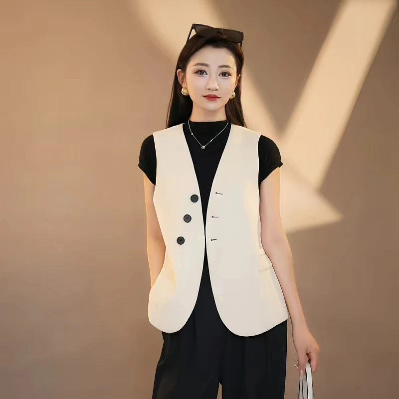 820女马夹简约夏季显瘦马甲外套气质时尚百搭休闲坎肩背心女上衣