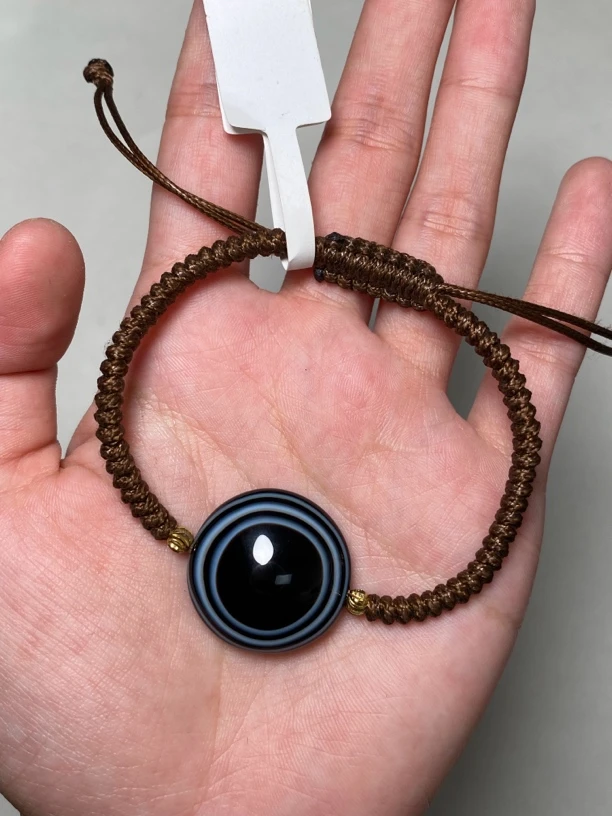 原矿巴玉海玉玛瑙珠天然线条象形缠丝玛瑙手链 尺寸24/10