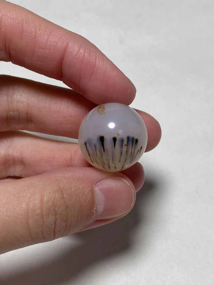 原矿巴玉海玉玛瑙珠天然线条象形缠丝玛瑙圆珠 直径19mm