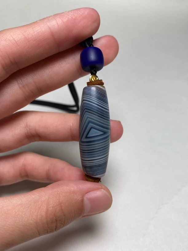 原矿巴玉海玉玛瑙珠天然线条象形缠丝玛瑙古珠 尺寸37/13