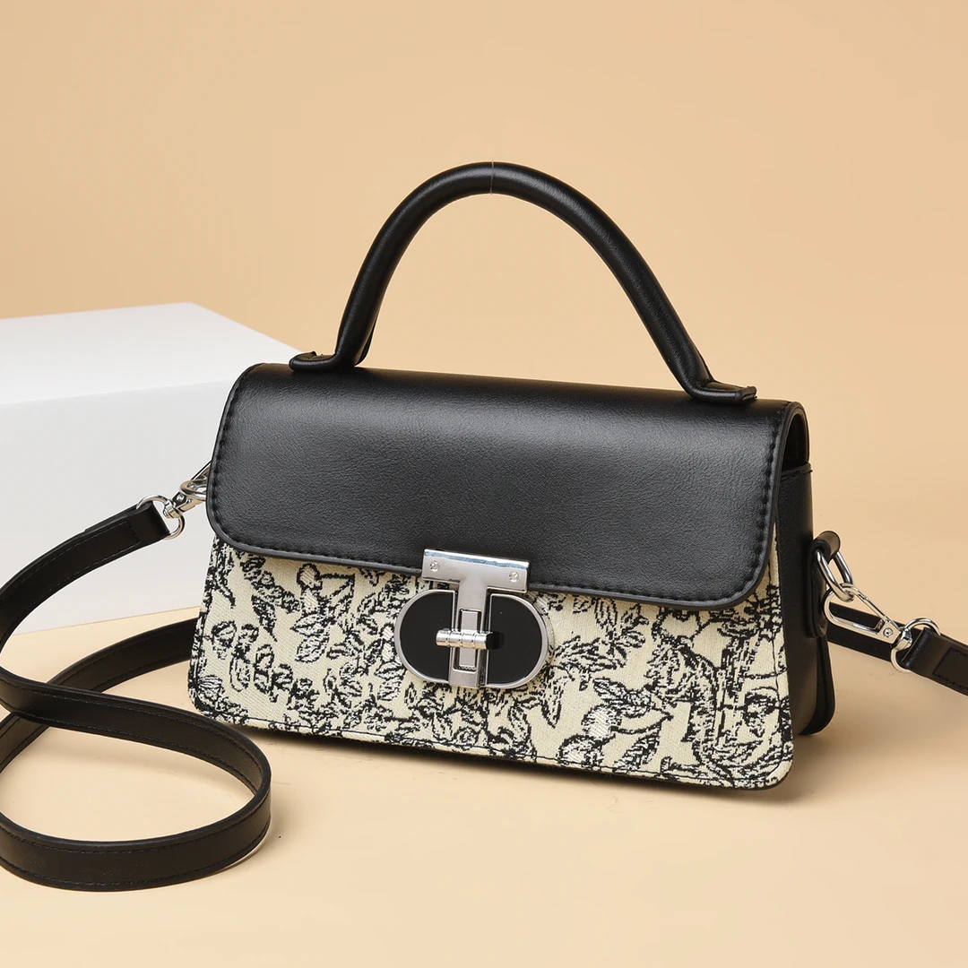 休闲女士轻奢包包新款时尚轻奢百搭潮流单肩斜挎包8305黑色