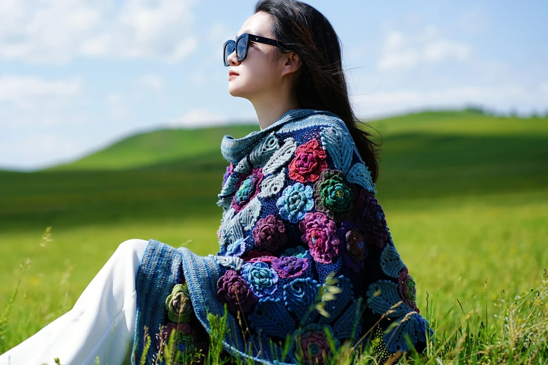 【顶顶姐】春色满园披肩材料包罗莎琳达羊毛段染线及保姆级教程