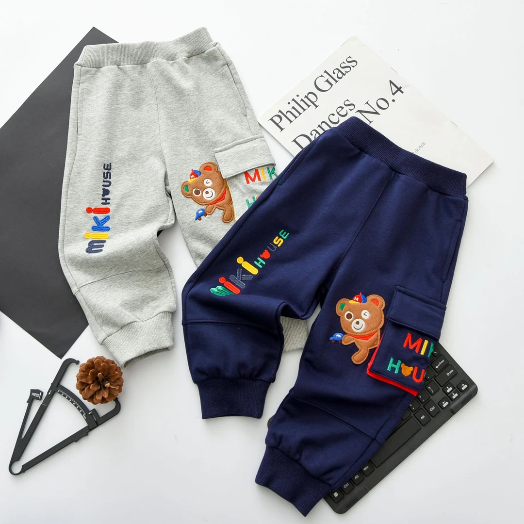 24新款儿童春秋卡通重工刺绣儿童裤口袋躲猫猫休闲运动裤3172