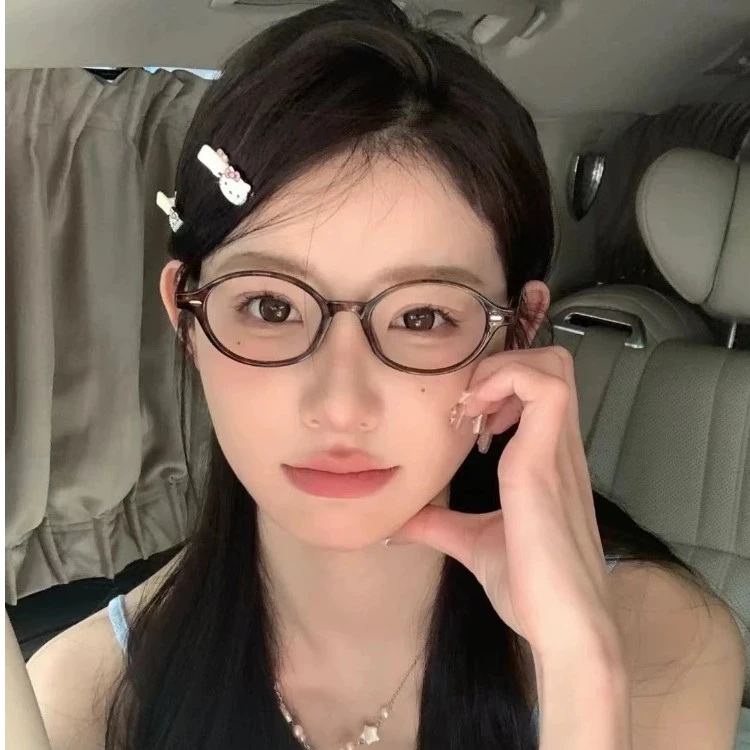 书呆子眼镜近视复古超轻椭圆豹纹防蓝光眼镜架百搭网红素颜平光镜