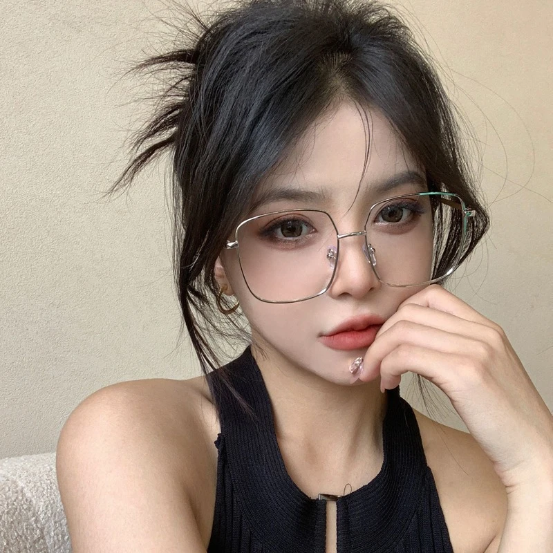 方圆脸眼镜框大脸近视可配度数眼镜女潮高级感显脸小防蓝光平光镜