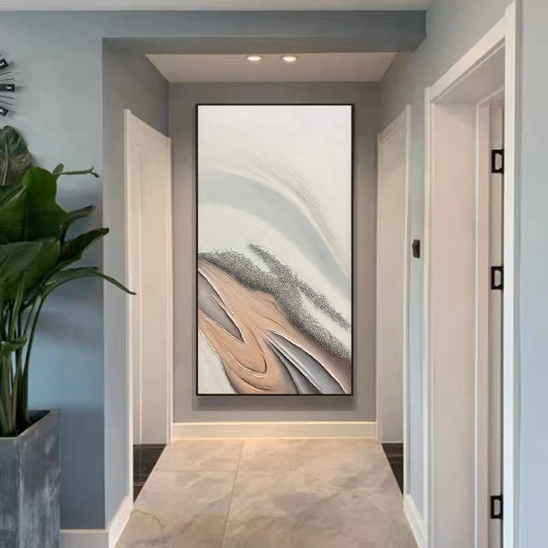 《石来运转》诧寂风纯手绘油画现代简约客厅背景墙装饰画玄关挂画
