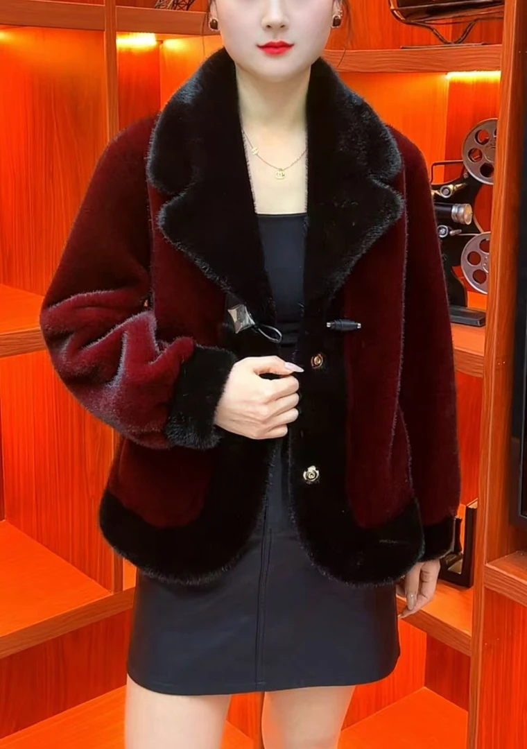 冬季新款豹纹女款轻奢百搭气质时尚潮流加厚翻领显瘦短款女大衣A