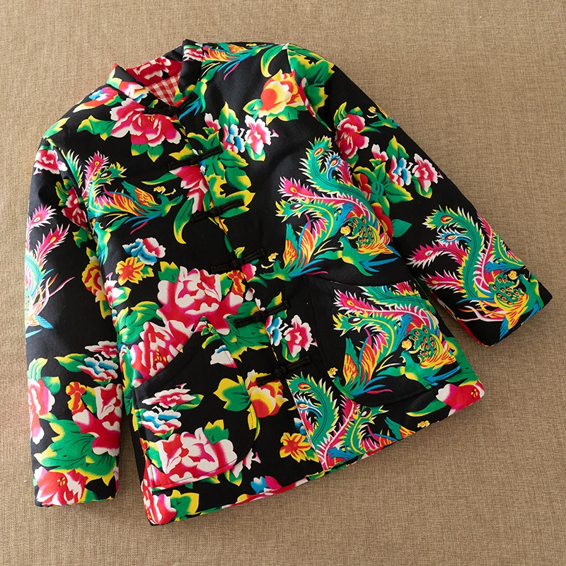 女士东北大花布棉袄 女加厚保暖短款花棉服外穿加厚网红棉衣冬季