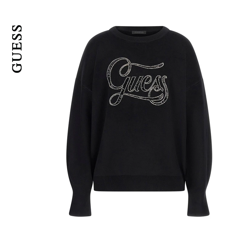 GUESS 女士纯色设计钉珠logo套头毛衣-W4BR07Z26I2