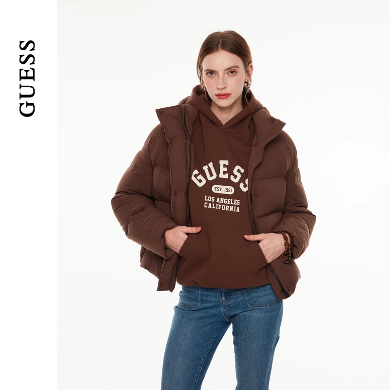 GUESS 女士简约日常空气感连帽羽绒服-W4PL4EW55R0