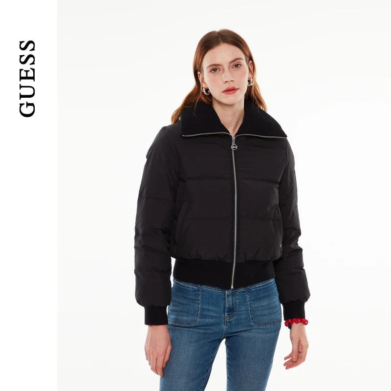 GUESS 女士时尚都市气质螺纹翻领绗缝羽绒服-OO4W5899