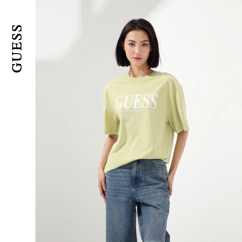 GUESS 一秒入夏男女同款多巴胺百搭大logo短袖T恤-MO2K9431K
