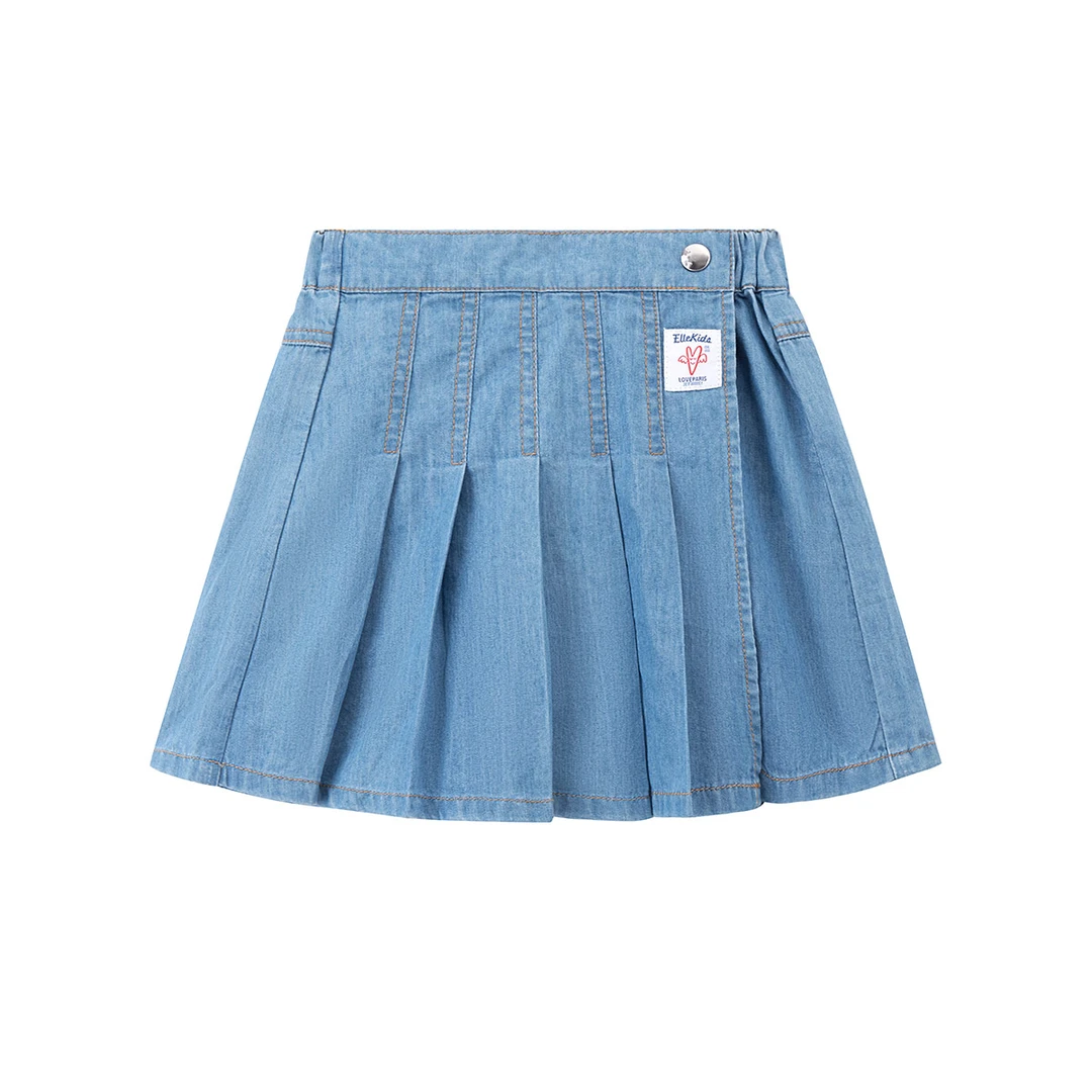 ELLE KIDS女童牛仔裤裙中大童运动校园夏季洋气潮流儿童潮牌服装