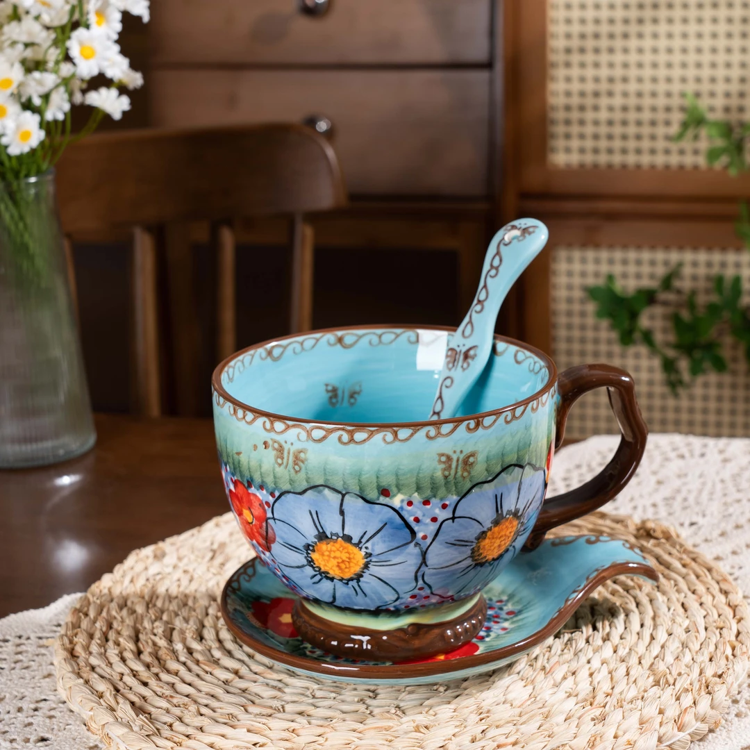 【SILESIA/出口原单】手绘琉璃蓝彩-800ml早餐杯1