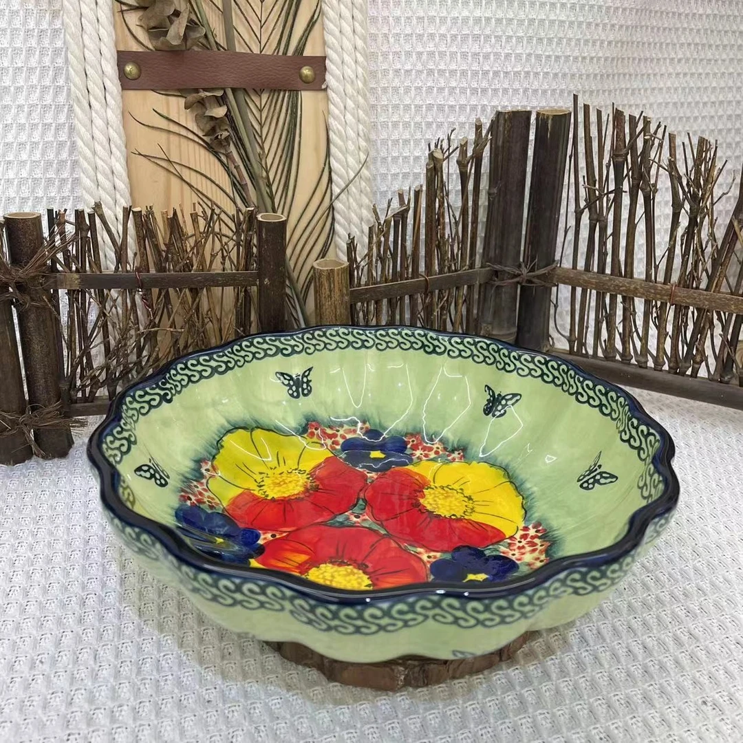 【SILESIA/出口原单】手绘莫妮卡-8英寸波浪汤盘