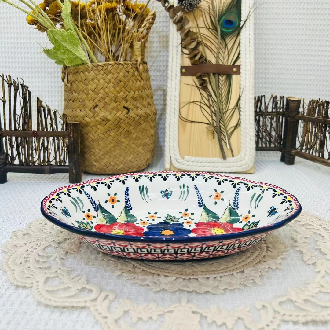 【泡芙专属】手绘西里西亚-9.5英寸椭圆烤盘