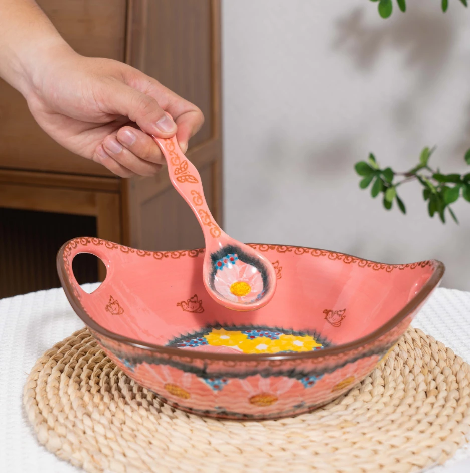 【泡芙专属】西里西亚樱花雪月-9.5寸沙拉碗/长柄勺