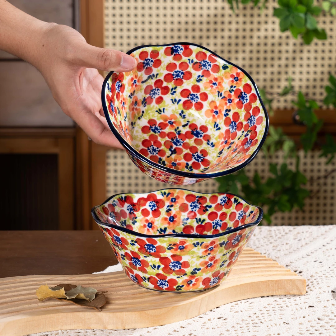 【泡芙专属】西里西亚手绘碧丝粉黛-6.5英寸斗笠碗两个装/四个装