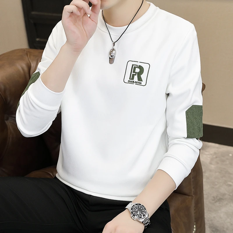 【刺绣卫衣】男士时尚秋装长袖圆领休闲宽松百搭T恤修身秋季男上衣8