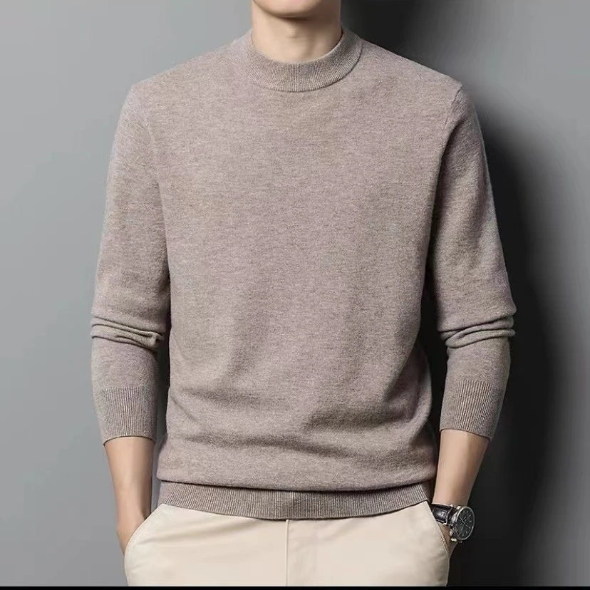 加厚100%绵羊毛冬季男士半高领绵羊毛衫纯色毛衣针织打底衫羊毛衫