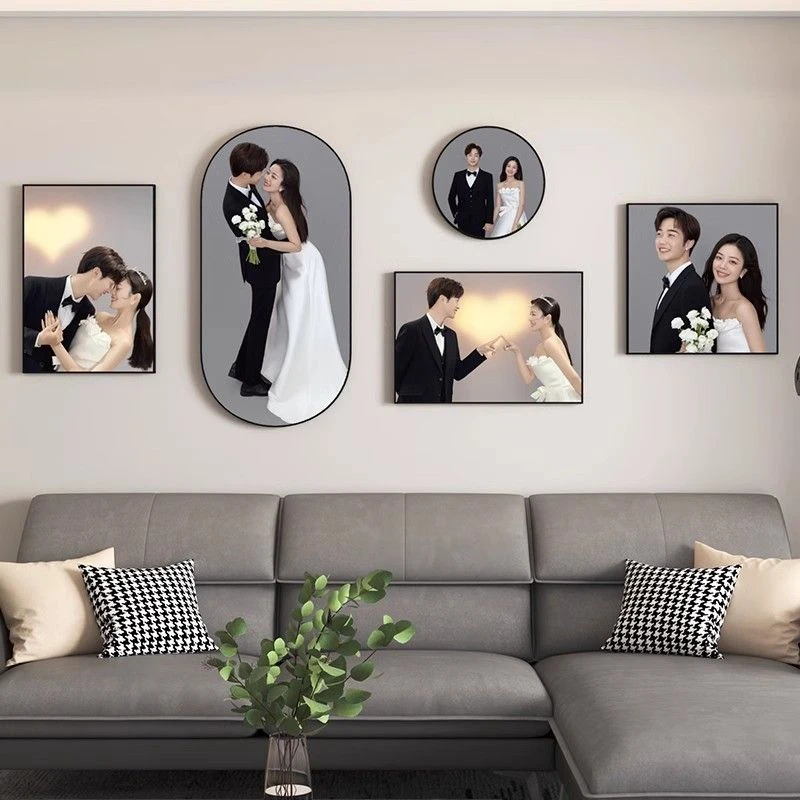 【梦叁月】照片墙相框新婚纱照放大照片挂墙加打印结婚照全家福