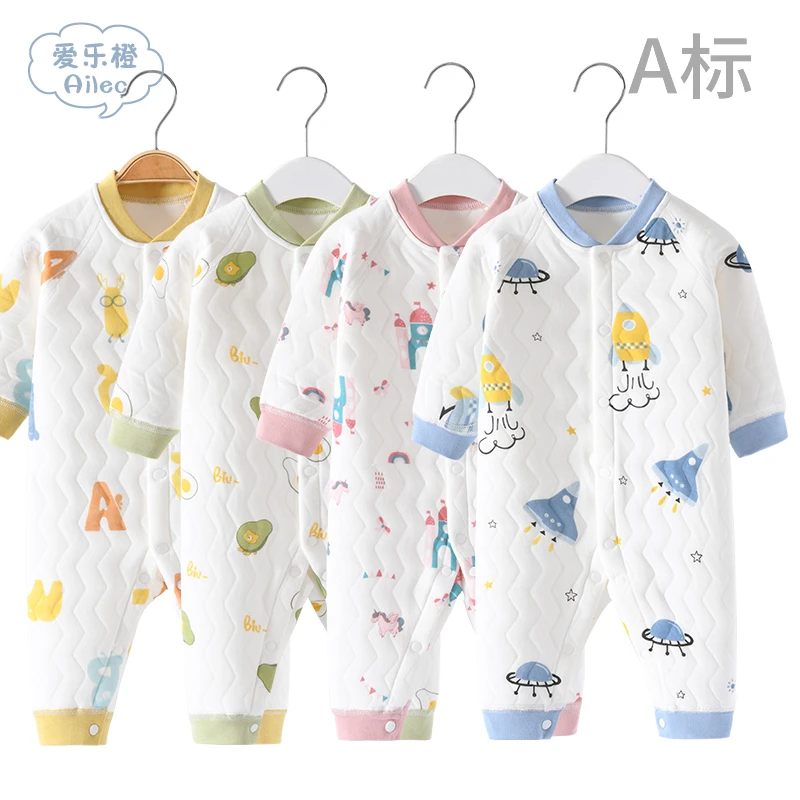 婴儿连体衣秋冬睡衣秋装新生儿衣服秋冬加厚夹棉宝宝保暖哈衣爬服