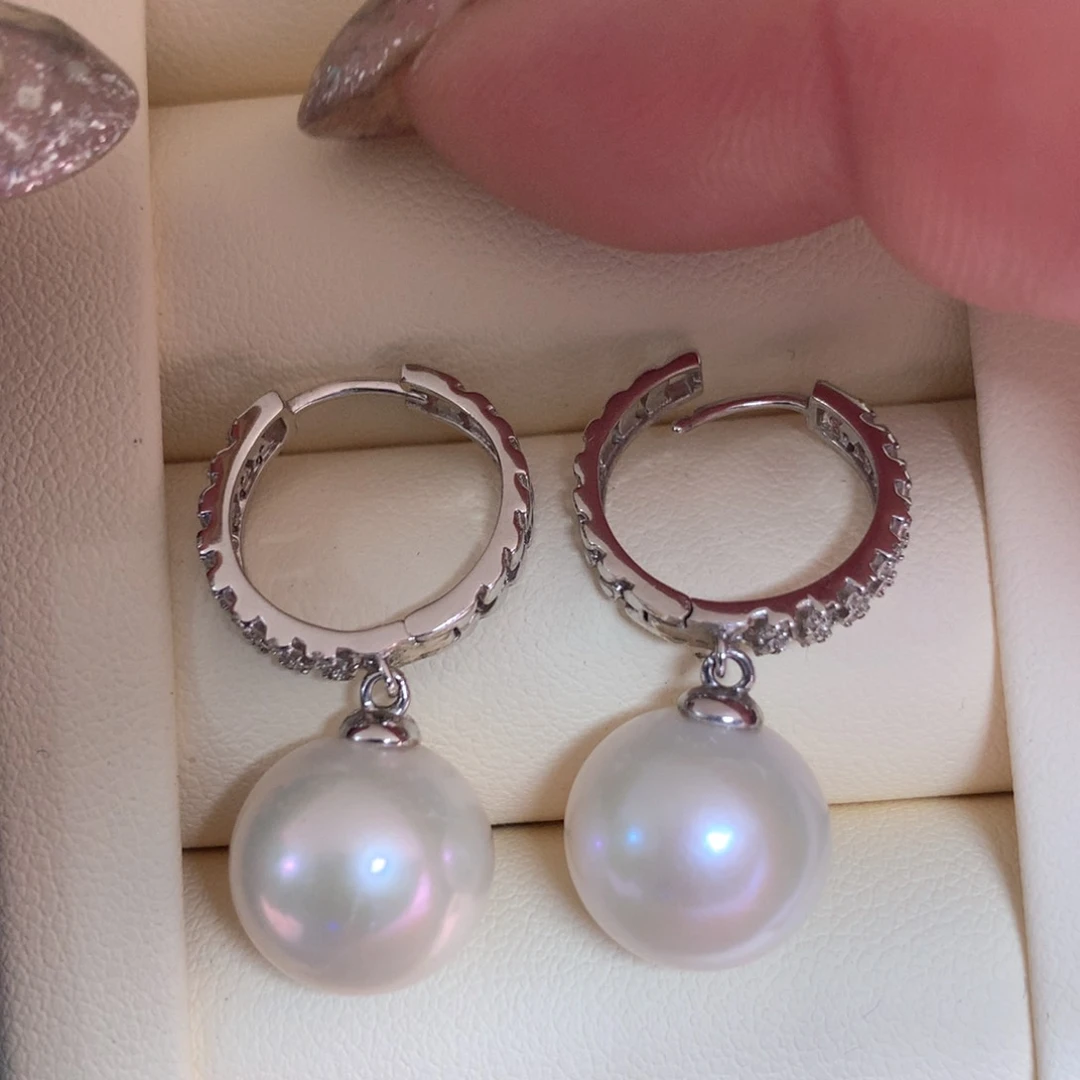 淡水珍珠耳饰银S925镶嵌