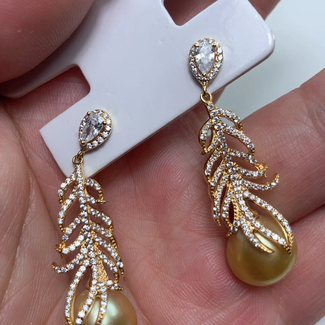 海水珍珠耳饰银S925镶嵌