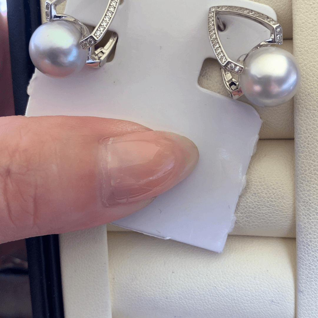 海水珍珠耳饰银S925镶嵌