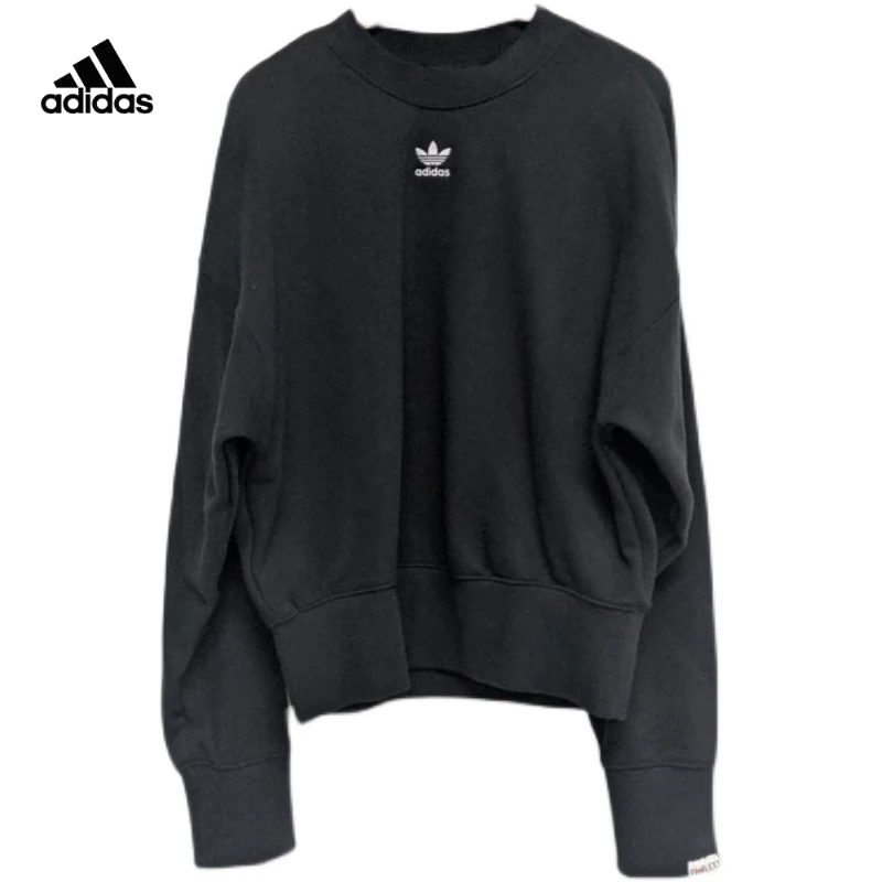 adidas/阿迪达斯长袖黑色印花圆领时尚训练运动套头衫 EK0329