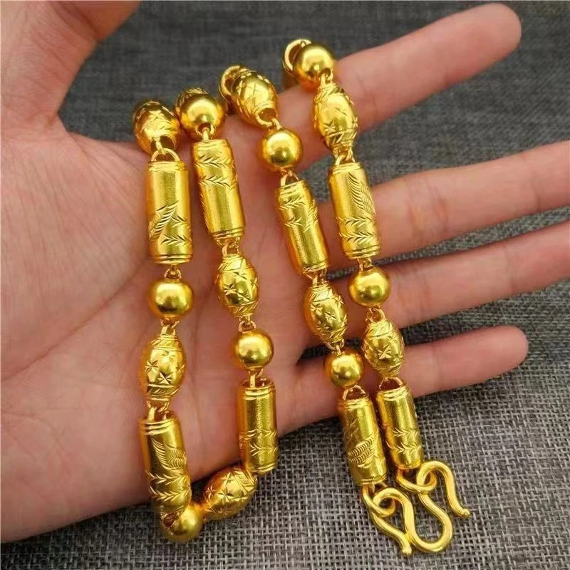 合金项链 龙凤呈祥全家福项链 情侣空心时尚霸气黄金色佛珠链子