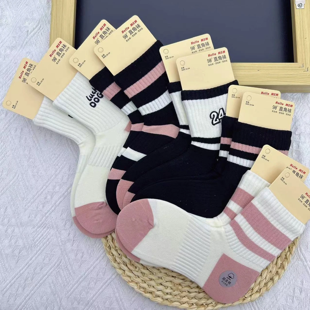 7915 女士直角袜棉袜透气春秋柔软ins