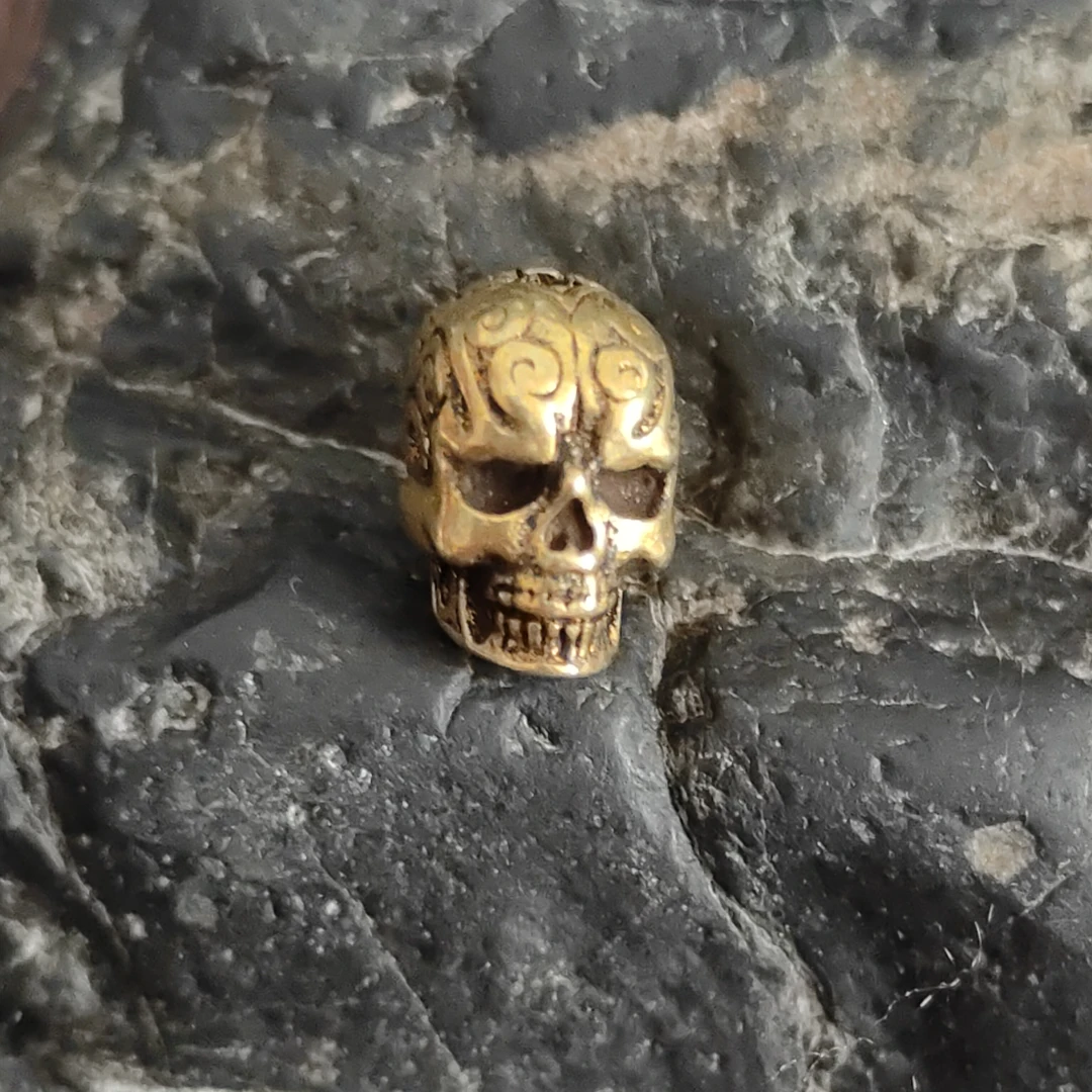 铜吊坠 藏式刺骨骷髅顶珠腰珠背云线束文玩配饰星月金刚猴头老型