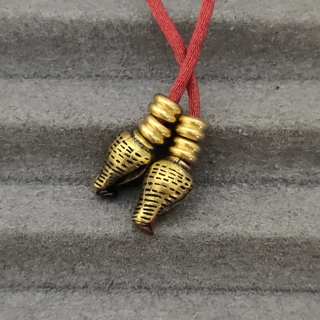 铜吊坠 黄铜海螺弟子珠搭配金刚星月菩提百香籽文玩配饰