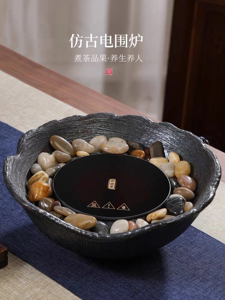 家用岳恒老岩泥炉世界静石炉加蒸煮一体提梁壶小型多功能煮茶炉