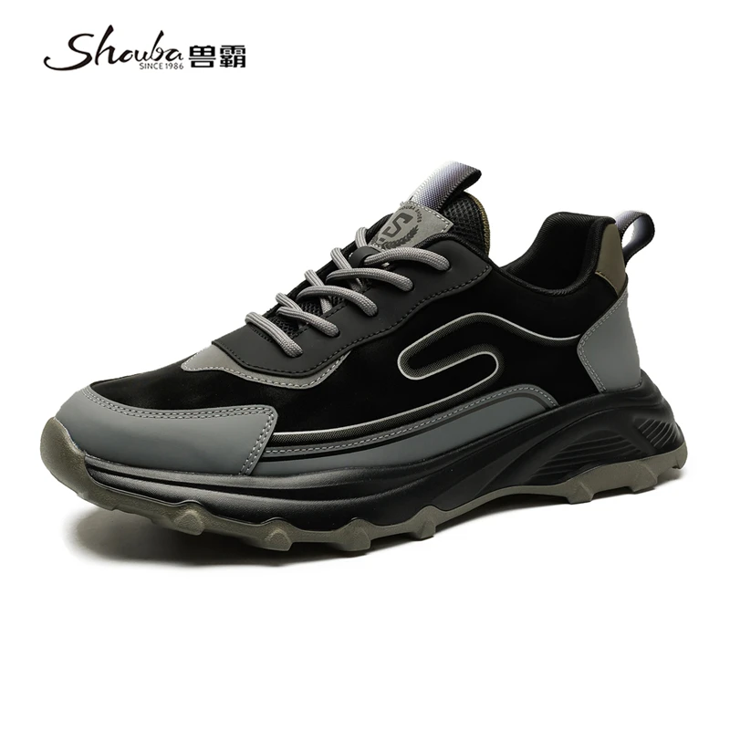 兽霸男鞋新款运动鞋软底休闲户外透气低帮男士厚底时尚跑步老爹鞋