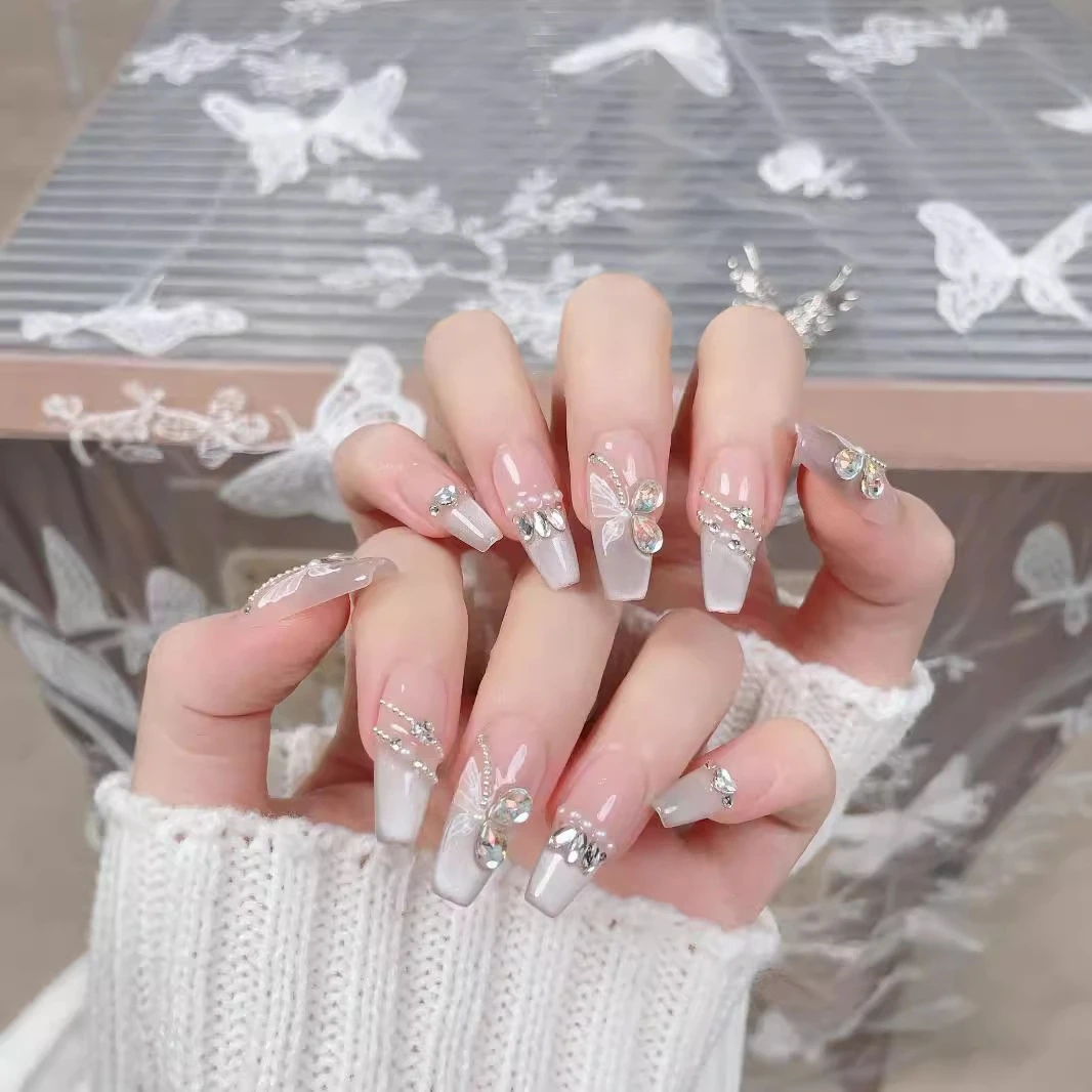 秋冬新款纯手工穿戴甲轻奢高级法式美甲贴片爆闪猫眼假指甲可拆卸