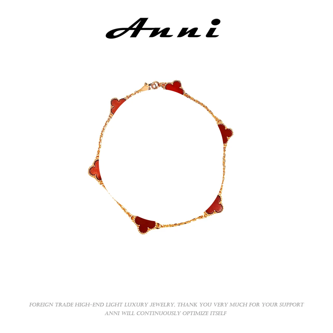 铜合金手链 Anni轻奢【D3094】韩版红色镶嵌女款经典时尚百搭手链6