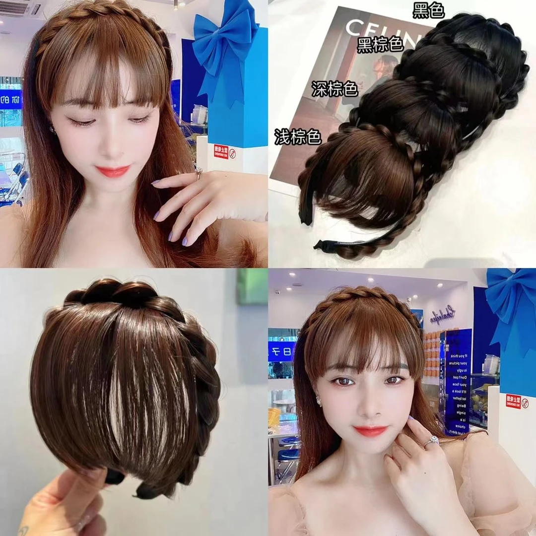 韩版空气刘海鱼骨辫带齿发箍假发女头饰隐形齐刘海自然无痕发饰