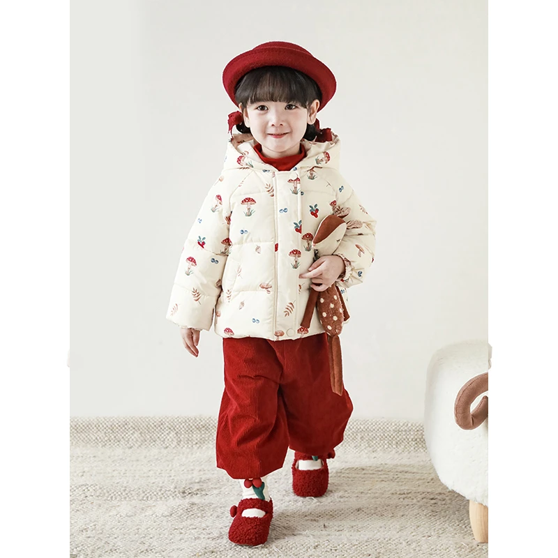 【2025秋冬清】幼悠女童 冬季保暖加厚连帽温暖外套D2421