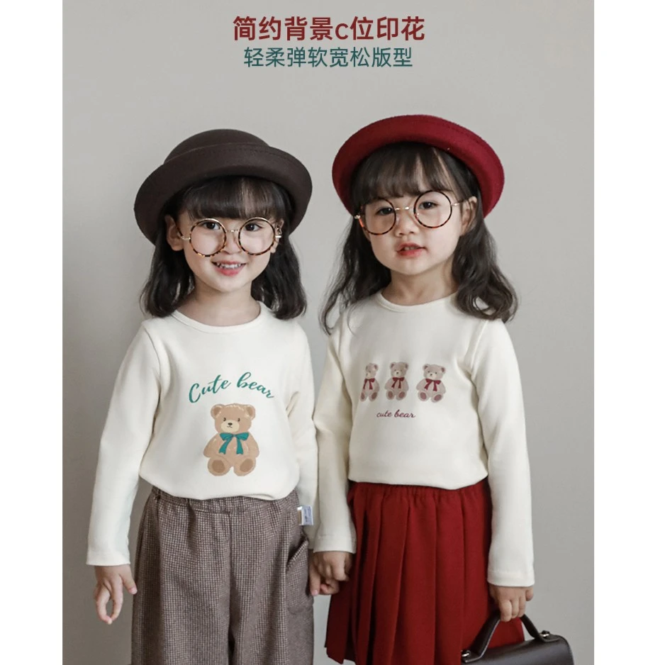 【清】{T恤}洋气针织卡通打底衫春秋小童圆领长袖上衣Q3083