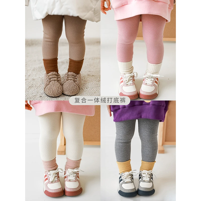 【清】YOYO 女童冬季一体绒 外穿洋气小童 外穿卷边打底裤 D2719