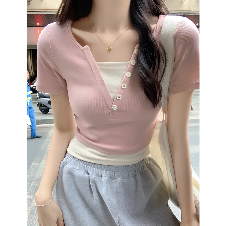 翰代维辣妹短袖t恤女新款爆款夏装紧身显瘦短款露脐小个子上衣服