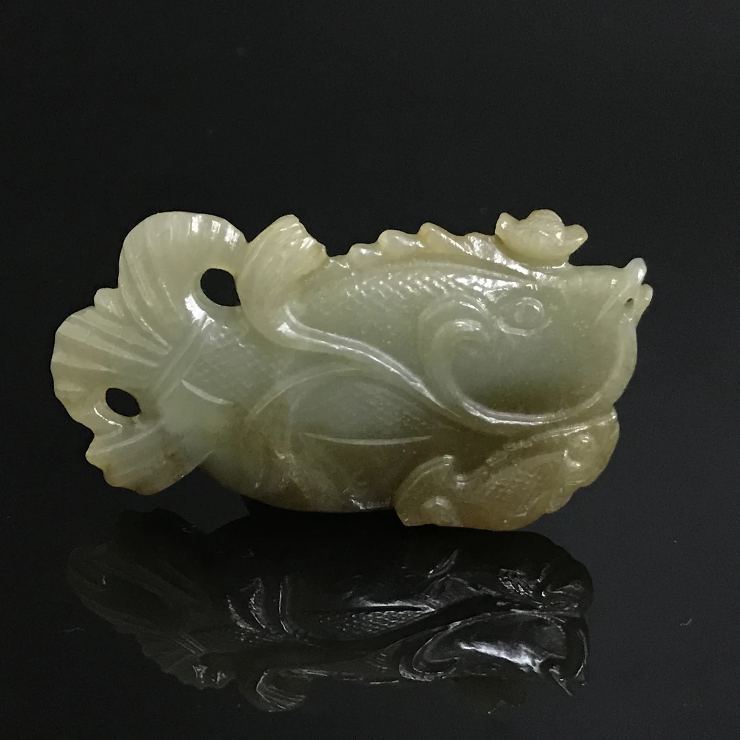 清代和田玉连年有余佩/505276/收藏/传承/【友谊文物商店】