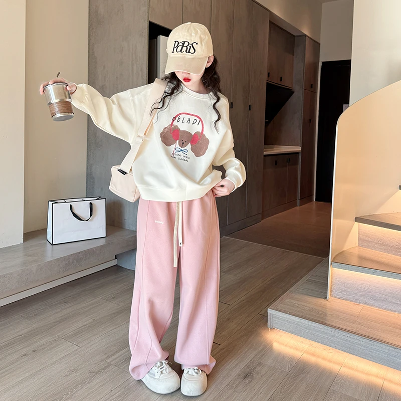 女童套装春装2025新款儿童洋气卫衣女孩大童春季网红运动两件套