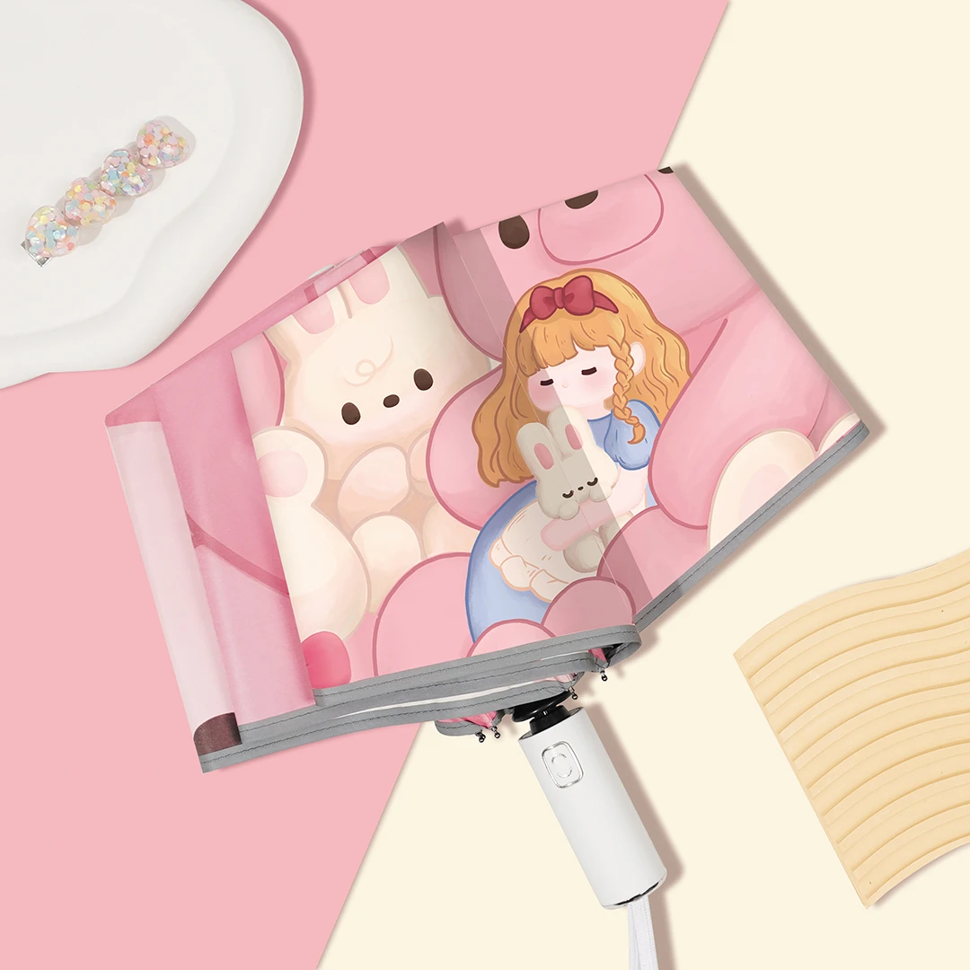 安全防回弹儿童雨伞女孩小学生上学专用男童晴雨两用折叠全自动伞