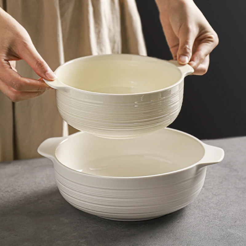 川岛屋双耳汤碗大号家用2025新款高颜值陶瓷酸菜鱼大号汤盆泡面碗